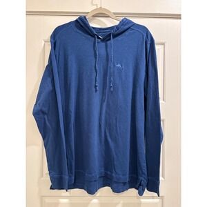 Tommy Bahama Mens XL Blue Cotton Long Sleeve Hooded T-Shirt Marlin Logo ST227116